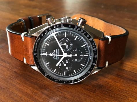 omega speedmaster pro straps|Omega Speedmaster with leather strap.